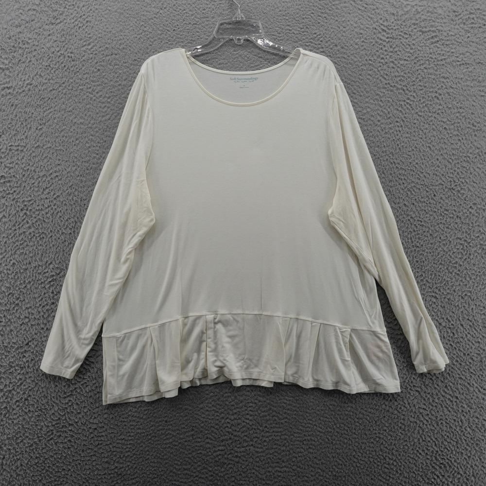 Soft Surroundings Rayon Knit‎ Tunic Top 1X Ivory Womens Long Sleeve Stretchy